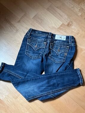 Miss Me Dark Blue Skinny Jeans with Contrast Stitching